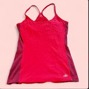 Alo Pink Racerback Tank with Patterned Side Panels